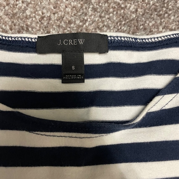 J. Crew Shirt Women’s S Navy White Striped Ruffled Sleeves 100% Cotton Classic! - Picture 3 of 10